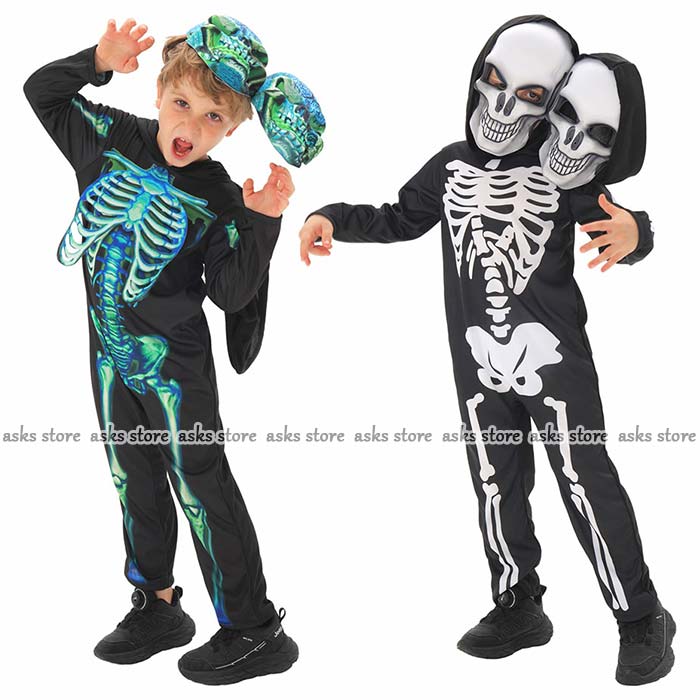 Rakuten - ハロウィン 仮装 子供 ロンパース 骸骨 がいこつ マスク付き コスプレ コスチューム 怖い お化け ガイコツ スケルトン ホラー オールインワン 学園祭 演出服 男の子 女の子 キッズ 悪魔 ドクロ ウィッチ 文化祭 デビル 髑髏 変装 学園祭 パーティー イベント かわいい