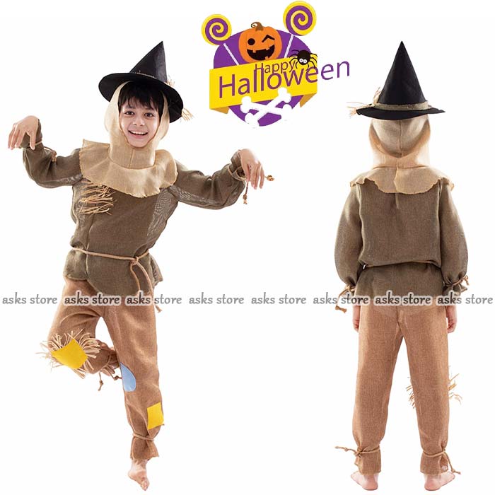 Rakuten - ハロウィン 衣装 子供 かかし コスチューム セットアップ 女の子 男の子 Halloween cosplay 子供用 トップス パンツ 帽子 キッズ 変装 仮装 ステージ衣装 演出 発表会 イベント 幼稚園 小学生 可愛い ハロウィーン衣装 コスプレ 学園祭 文化祭 案山子 パーティー 変装グッズ