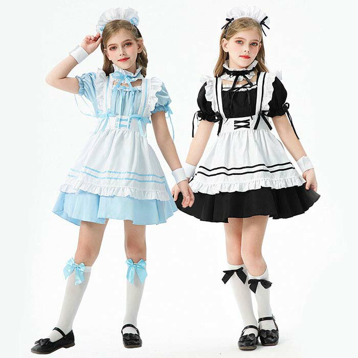 Rakuten - ハロウイン キッズ lolita 仮装 メイド服 ワンピース カチューシャ エプロン ロリータ 衣装 子供 メイドドレス ゴスロリ キッズ セット コスプレ ハロウィン ロリータ 文化祭 子供 女の子 ハロウィンコスプレ コスチューム 可愛い お姫様 パーティー かわいい イベント