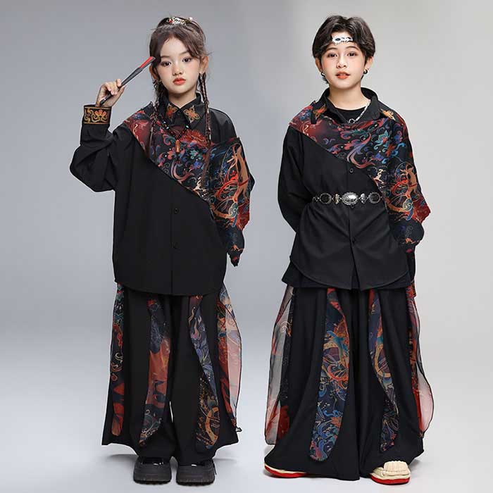 Rakuten - ダンス衣装 キッズ ストリートダンス 衣装 ヒップホップ 男女兼用 ダンス 衣装 ジャズダンス k-pop hiphop キッズダンス衣装 中華風 シャツ チュール パンツ 女の子 男の子 発表会 練習着 ステージ衣装 応援団 カジュアル ゆったり 演出服 団体服 運動会 かっこいい おしゃれ