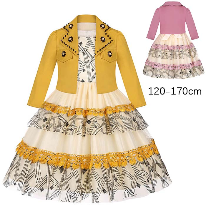 Dresses - キッズ フォーマルドレス 女の子 2点セット 入学式 スーツ 子ども スーツ ワンピース ジャケット 花刺しゅう レース チュールスカート ステージ衣装 新年会 卒園式 小学校 スカート 子供 ドレス 卒園式 結婚式 七五三 撮影 発表会 演奏会 子供服 フォーマル カジュアル