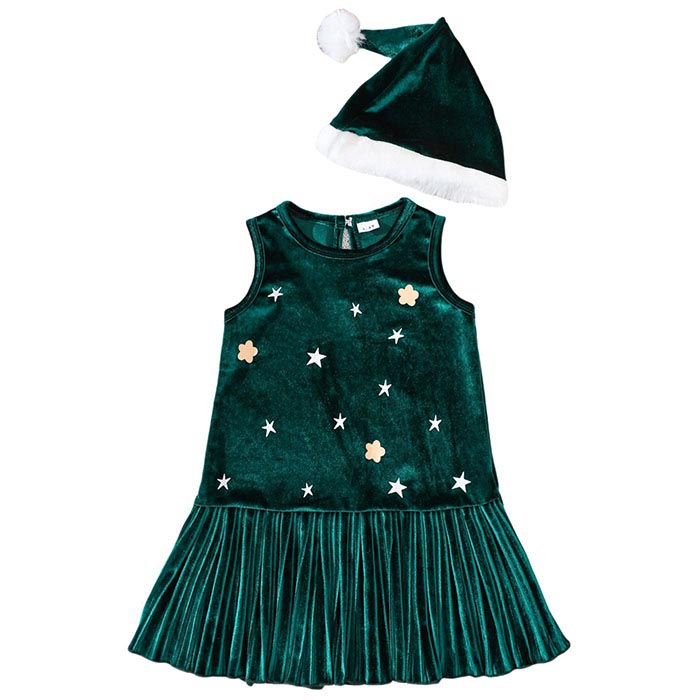樂天商城 - 子供クリスマス服 サンタコス ワンピース サンタ帽子 2点セット 女の子 クリスマス コスプレ衣装 ベロア素材 星柄 コスチューム サンタコス 女の子 幼稚園 かわいい サンタクロース サンタ服 子供クリスマスコスプレ衣装 キッズ ベビー 仮装 コスチューム 子ども 写真撮影