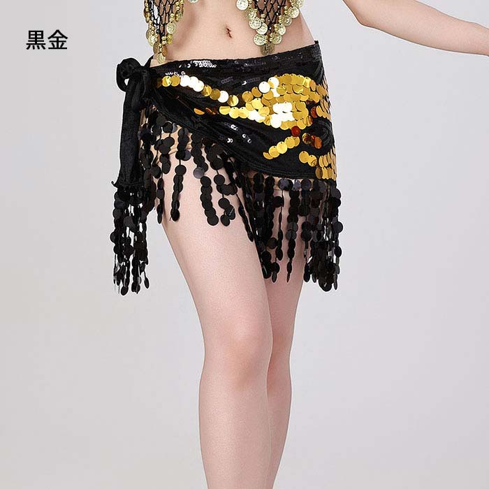 asks Dance Gearのベリーダンス衣装 ヒップスカーフ スパンコール フリンジ アクセサリー 小物 ダンス衣装 コスプレ衣装 ステージ衣装 仮装 余興 オリエンタル 華やか きらきら 全8色 ベリーダンス ヒップカバー 腰巻き ショール コスチューム ヒップスカート アラビアン衣装 セクシー｜アングル2