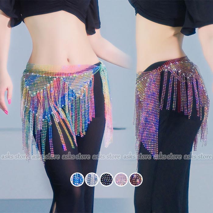 ベリーダンス衣装 ヒップスカーフ フリンジ キラキラ スパンコール ステージ衣装 ジャズダンス ウエス..