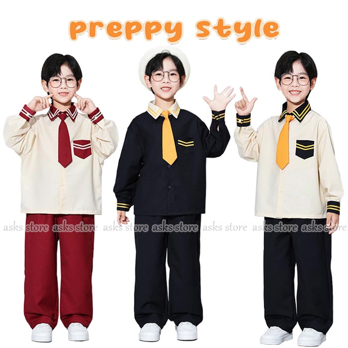 キッズ チアダンス衣装 男の子 子供 幼稚園 制服 キッズ 長袖シャツ ロングパンツ ネクタイ 配色 学園風 運動会 セットアップ ペアルック ヒップホップ ジャズダンス チアダンス ジュニア ダンス コスチューム 発表会 舞台演出服 ステージ衣装 卒業式 普段着 ギフト 子供の日