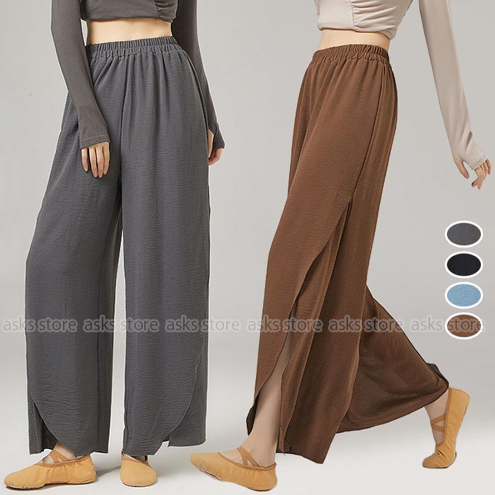 ダンスパンツ 古典ダンス衣装 ガウチョパンツ スリット入り 練功服 ダンス パンツ レディース ワイドパンツ ヨガ 舞台 ステージ衣装 動きやすい 社交ダンス 練習着 レッスン着 ダンスボトムス 踊りやすい モダンダンス 古典舞踊 カジュアル 動きやすい 民族ダンス エレガント