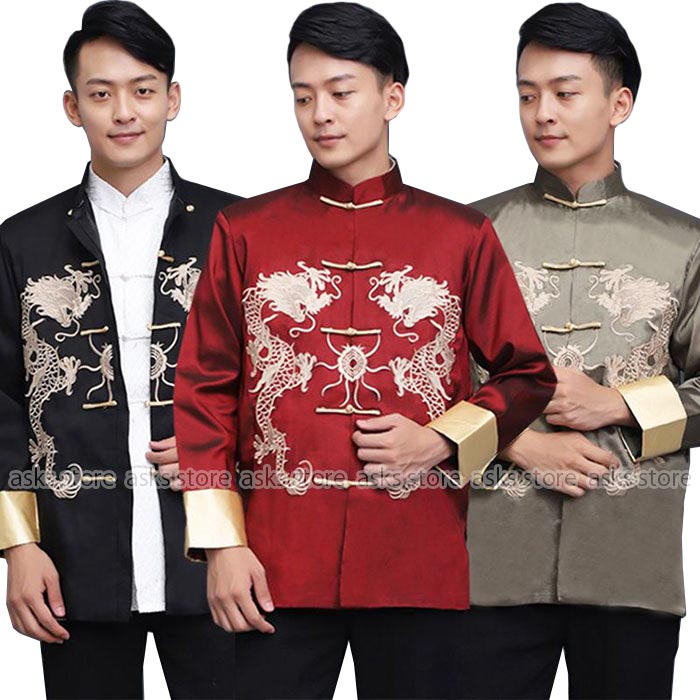 Rakuten - メンズ中華風 太極拳服 ジャケット メンズ トップス 刺しゅう 龍柄 カンフー 練功服 武術稽古 スポーツ中華服 漢服 唐装 長袖 太極拳ウェア 朝練 中国拳法服 カーディガン カジュアル チャイナ服 普段着 男性用 カンフー服 唐装漢服 演出服 舞台 団体服 お揃い おしゃれ