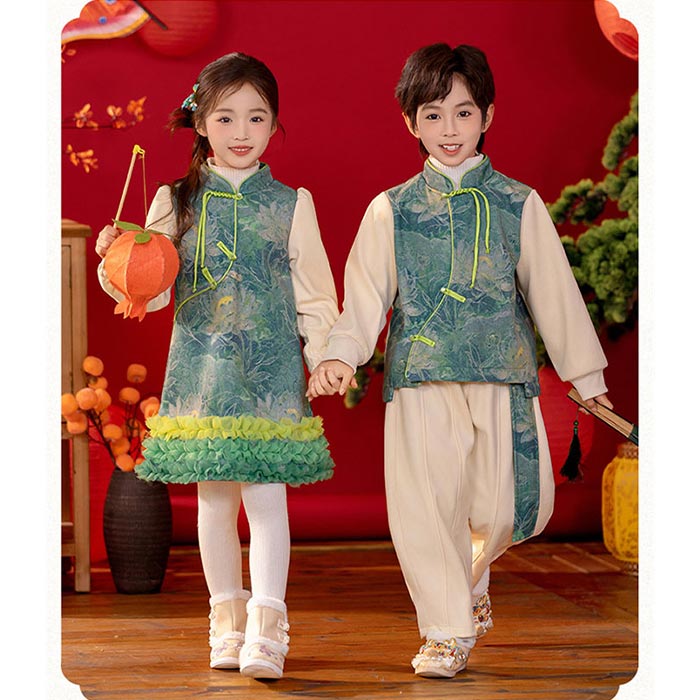 Rakuten - キッズ服 冬 漢服 ステージ衣装 お正月服 子ども服 唐装 新年 中華風 男の子 上下セットアップ 女の子 ワンピース 厚手 柔らかい 暖か 防寒対策 普段着 ジュニア 通園 通学 文化祭 学園祭 イベント 祝い着 コスプレ衣装 コスチューム 舞台衣装 ベビー服 写真撮影 かわいい