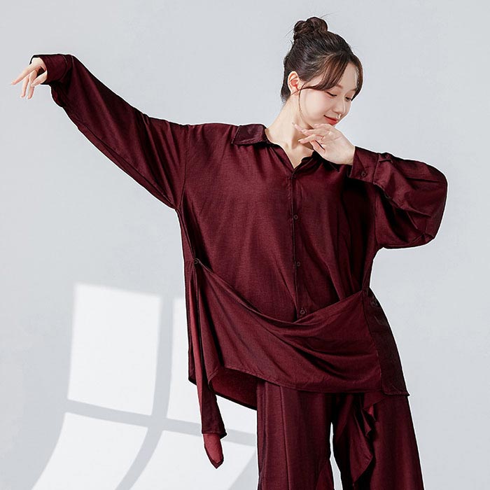 ダンストップス シャツ 長袖 練功服 カジュアルシャツ ジャズダンス 大人 ダンス衣...
