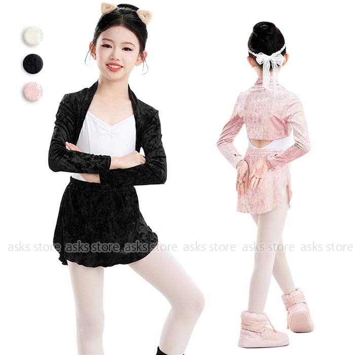 乐天商城 - 子供 バレエダンス衣装 上下セット 長袖ブラウス バレエスカート 女の子 バレエ用品 練功服 ベロア バレエ用 トップス キッズ ウォームアップ 子どもバレエ セットアップ トップス ダンス練習着 レッスン着 ユニフォーム ジュニア バレエ 体操服 ステージ衣装 おさらい会