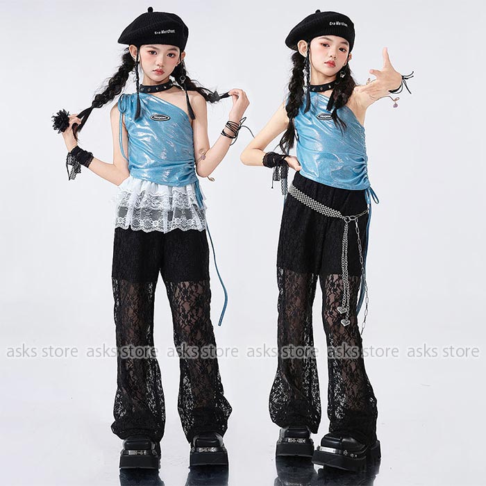 Rakuten - 女の子ジャズダンス衣装 ガールズ ヒップホップ ダンス衣装 セットアップ タンクトップ ロングパンツ レース シースルー 幼稚園 小学生 文化祭 学園祭 ステージ衣装 韓国風 HIPHOP ロックダンス衣装 キッズ舞台演出服 子供 JAZZ DANCE 女の子 団体服 演出服 K-pop かわいい
