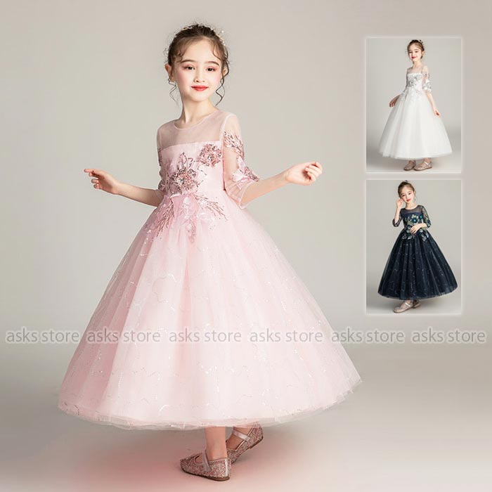 Rakuten - 子どもドレス 女おこ ワンピース フォーマルドレス スパンコール 花刺しゅう 子供ドレス 発表会 ピアノ 演奏会 ドレス 中学生 ジュニア 姫系 子供ワンピース 発表会ドレス フォーマル キッズドレス ロングドレス 子供 結婚式 ドレス 七五三ドレス 文化祭 学園祭 かわいい