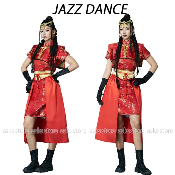 Rakuten - 中華風 古典ダンス衣装 チャイナドレス セットアップ 打鼓 腰鼓 扇子ダンス 太鼓の衣装 古典舞踊 ステージ衣装 龍柄 美しい 刺しゅう 民族ダンス 練功服 レディース ひらひら 団体服 エスニック 配色 飄逸 発表会 舞台 ダンス稽古 おしゃれ