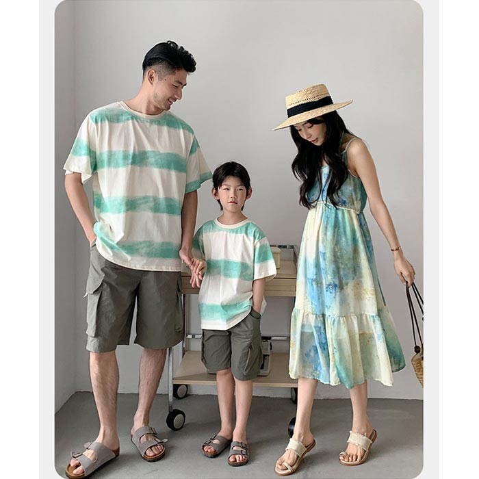 Rakuten - 家族お揃い 親子コーデ メンズ レデイース 女の子 男の子 ワンピース キャミソール 親子ペアルック 半袖 tハシャツ ハーフパンツ タイダイ柄 親子お揃い 韓国風 リンクコーデ 子供 大人 親子ペア カップル リゾート ハワイ リゾート 沖縄旅行 夏休み 兄弟 姉妹 海 ビーチ
