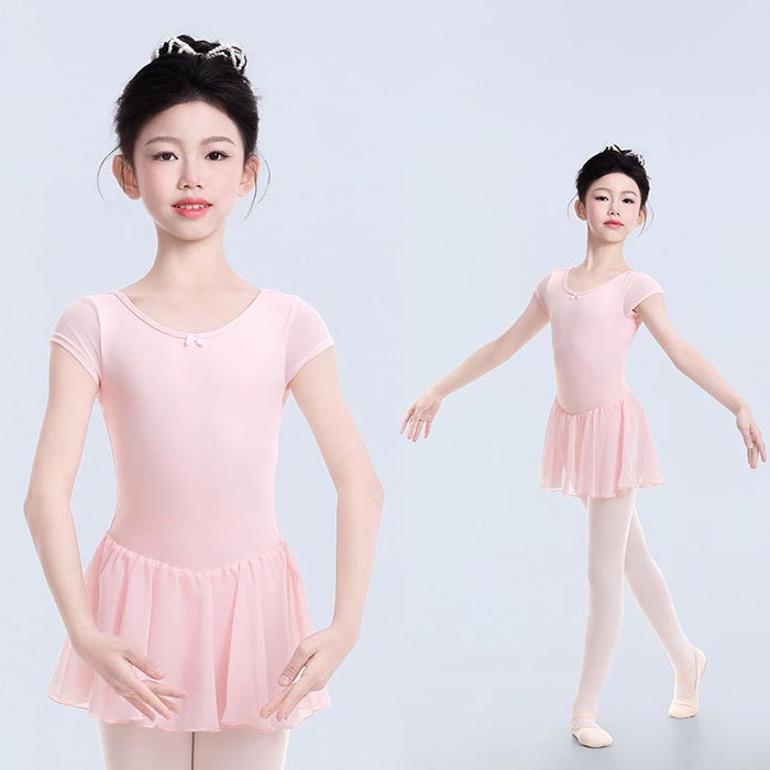 バレエレオタード 子ども ダンス稽古 練功服 半袖 股下スナップ スカート付き 女の子 バレエ レオタード キッズ 子供 バレエ用品 レッスン着 バレエレオタード 新体操 子供 キッズ 競技着 ジュニア こども 練習着 新体操 発表会 かわいい バレエ レオタード 3