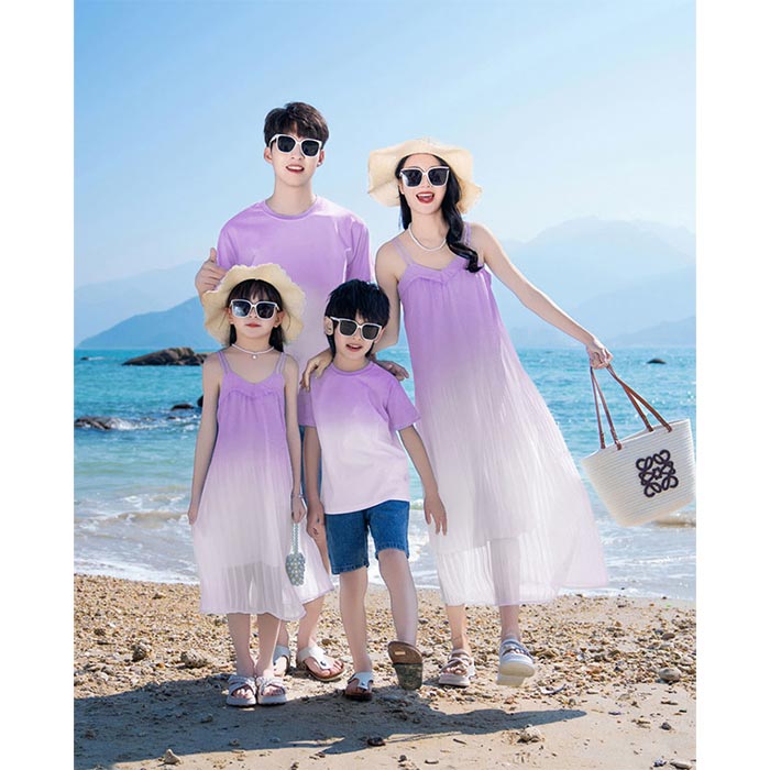 乐天商城 - 親子コーデ 夏 海 旅行 親子ペア メンズ 半袖tシャツ ショートパンツ レディース キャミソールワンピース ノースリーブ 無地 グラデーション 親子 ペアルック 女の子 男の子 親子 お揃い リゾート リンクコーデ ママ パパ キッズ 子供 子供服 ビーチ 沖縄 記念撮影 おしゃれ