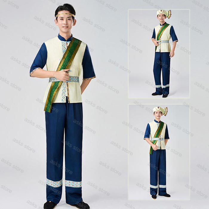 Rakuten - 古典ダンス衣装 少数民族 メンズ 民族衣装 タイ族 漢服 唐装 セットアップ 半袖トップス ロングパンツ 帽子 コスチューム 衣装 発表会 舞台 ステージ衣装 文化祭 学園祭 イベント お遊戯会 水掛け祭り 仮装 民族衣装 伝統 ソンクラーン祭り エスニック 民族服 おしゃれ