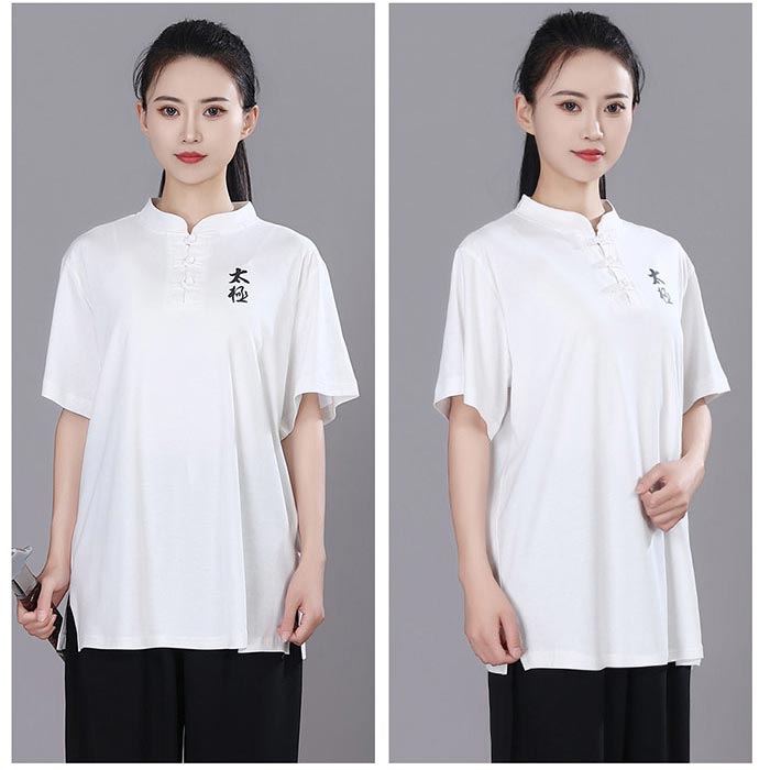男女兼用 太極拳ウェア 太極拳 トップス メンズ レディース 半袖 tシャツ 練功服 ...