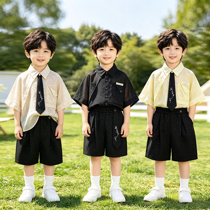 乐天商城 - 男の子スーツ 3点セット 半袖シャツ ネクタイ ショートパンツ ラメ入り 子ども服 男の子 夏服 薄手 園服 クラブ 合唱団服 セットアップ キッズ ステージ衣装 発表会 司会者 演出服 上下セット 韓国子供 入学式 卒業式 七五三 ジュニア 誕生日会 写真撮影 おしゃれ 可愛い