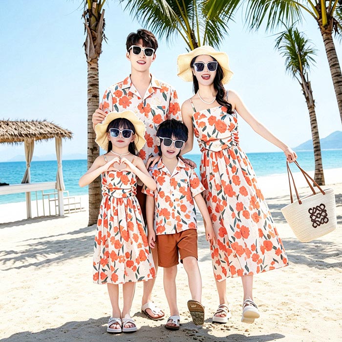 乐天商城 - 親子 コーデ 親子ペア ボヘミアン風 親子ペアルック 親子コーデ 新作 花柄 アロハシャツ ショートパンツ メンズ ワンピース キャミソール 総柄 親子ペア 家族ペア 親子お揃い ママ パパ レディース キッズ リンクコーデ 夏 男の子 女の子 家族お揃い 遊び リゾート 沖縄旅行