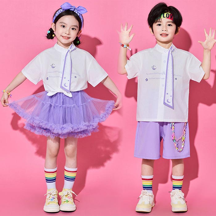 Rakuten - キッズ チアダンス衣装 ジャズダンス 子供 幼稚園 セット 半袖シャツ チュチュ ショートパンツ スカート ガールズ 余興 コス チア ユニフォーム チア ヒップホップ 卒業 合唱 発表会 ジャズ 女の子 男の子 ステージ衣装 ジュニア 演出服 HIPHOP 運動会 応援団 子供服 可愛い