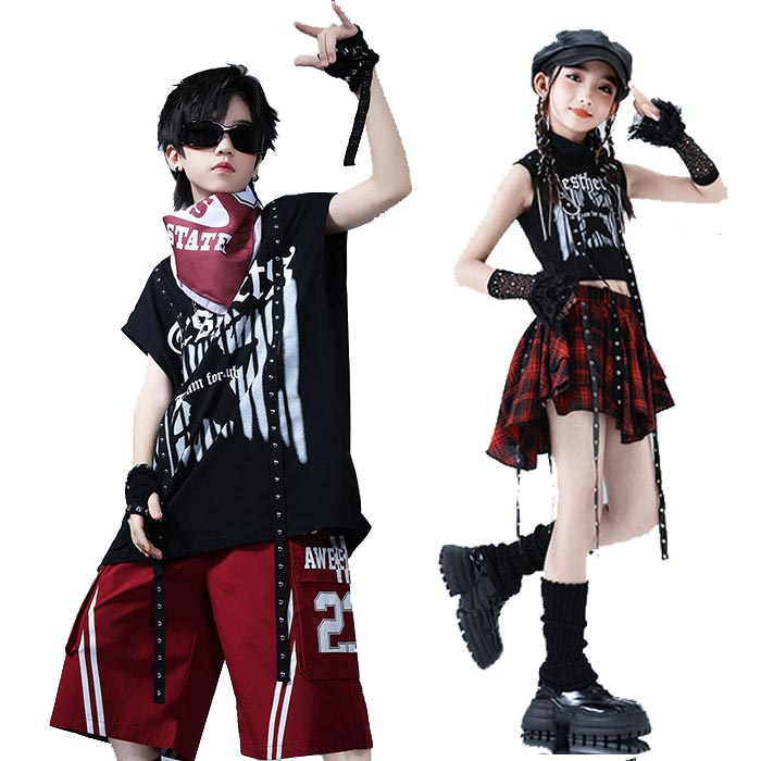 乐天商城 - キッズ ストリートダンス衣装 チアダンス 男の子 女の子 応援団 ジャズダンス タンクトップ ショートパンツ スカート 子供 幼稚園 ステージ衣装 ヒップホップ チア 子ども服 運動会 余興 学園祭 文化祭 ジュニア 卒業 合唱 発表会 ジャズ ジュニア 演出服 HIPHOP カッコいい