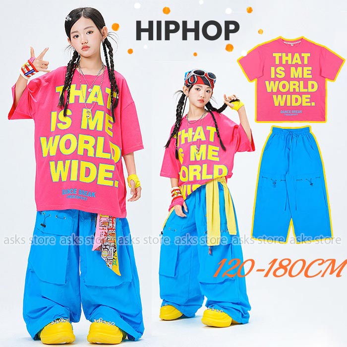 乐天商城 - ストリートダンス hiphop 子供服 女の子 男の子 キッズ ジャズダンス 衣装 ヒップホップ セットアップ トップス 練習着 Tシャツ 半袖 カーゴパンツ 子供 夏 kpop 可愛い 韓国 ダンス発表会 ステージ衣装 子供 ダンス稽古 普段着 キッズダンス衣装 カジュアル カッコいい