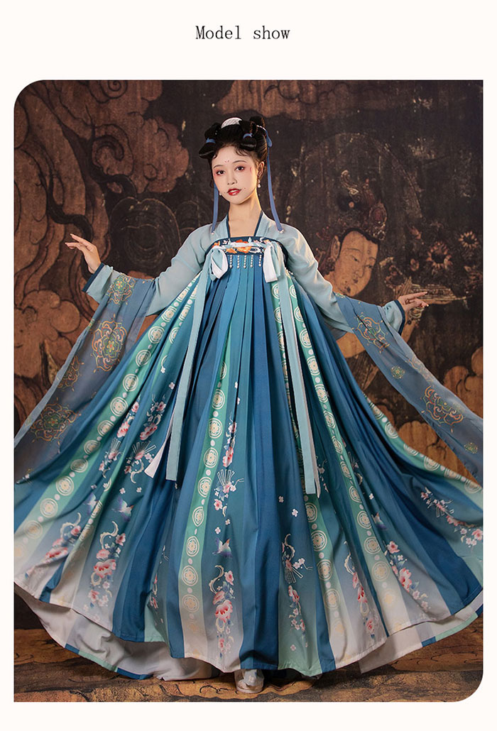 漢服 ドレス 中華服 チャイナ服 ロング丈 刺繍 花柄 チャイナドレス 隋唐時代 女性...