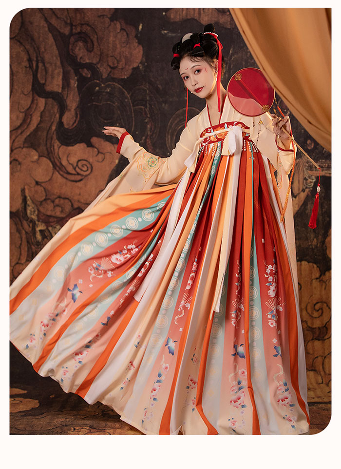 漢服 ドレス 中華服 チャイナ服 ロング丈 刺繍 花柄 チャイナドレス 隋唐時代 女性...