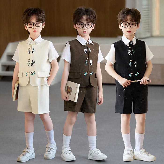 スーツベスト男の子中華風刺しゅうパ...