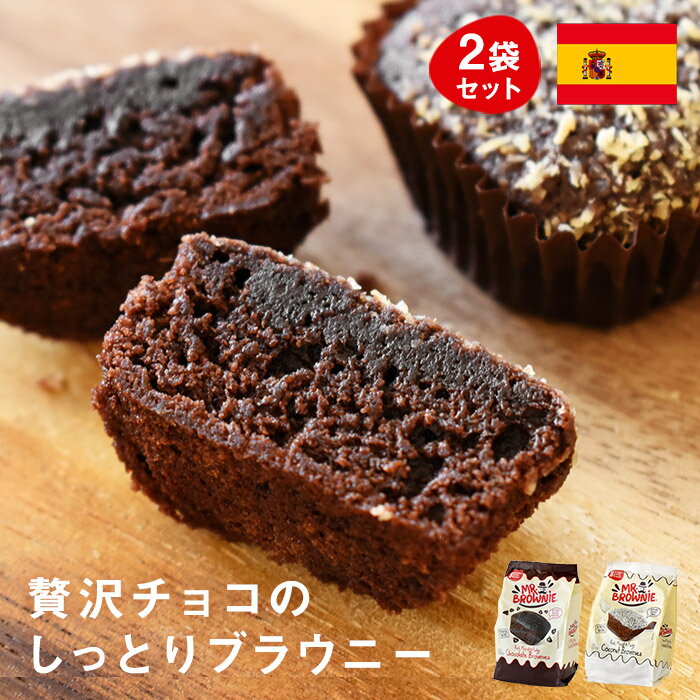 Mr.ブラウニー 2袋セット チョコレートブラウニー 個包装 ガトーショコラ チョコレートケーキ Mr.Brownie ミスターブラウニー Mrブラウニー ココナッツ 濃厚 お菓子 ベルギーチョコレート スペイン土産 手土産 誕生日 プチギフト バレンタイン ギフト プレゼント FD871