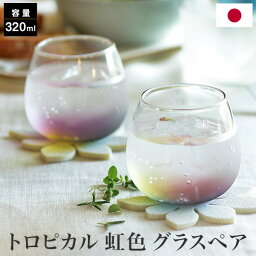 ペアグラス 南国風 トロピカル 虹色 スインググラス レインボー ペアグラス 320ml 2個セット 日本製 ペアセット ペアギフト おしゃれ かわいい コップ ギフトセット 食器 ギフト プレゼント 贈答用 引越祝 新築祝 KT80-04158