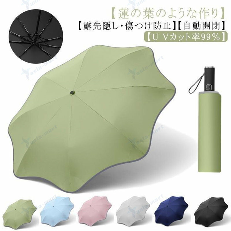 折りたたみ傘 丸型 露先隠し 傷つけ防止 自動開閉 日傘 撥水 雨傘 晴雨兼用 傘 UVカット 紫外線対策 遮光 耐風骨傘 軽量 耐風性 メンズ レデ