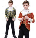 子ども演出服 王子様 貴公子 演奏会 男の子 貴族風子ども用タキシードスーツセットアップ キッズ 5点セットアップ 貴族服装 パーティー 舞台ステージ衣装 演劇...