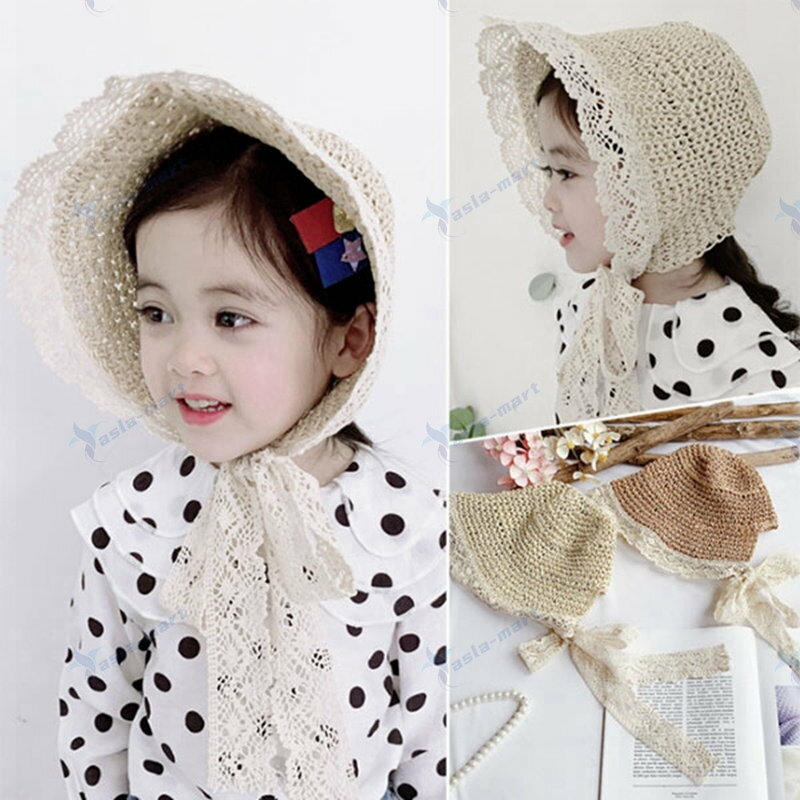 レースあごひも付き麦わら帽子 帽子 キャップ 双子 コーデ お揃い おそろい 韓国子供服 ベビー服 服 お..