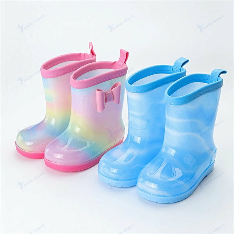 レインブーツ キッズ 長靴 雨靴 ミドル丈 子供 子ども レインシューズ 入学 入園 子ども用 靴 リボン ..