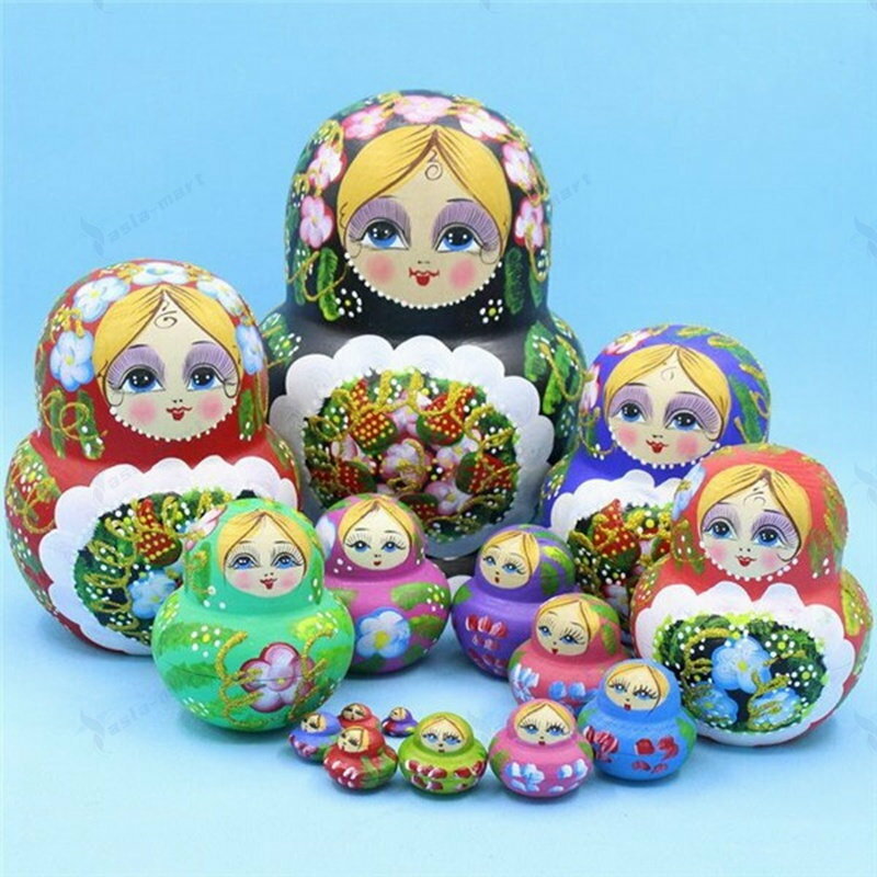 マトリョーシカ アニマル オブジェ 15個組 工芸品 洋風 シナノキ ギフト プレゼント かわいい 雑貨 人形 インテリア 手描き 北欧雑貨 おしゃれ おもちゃ 飾り 誕生日 キッズ 子供 女性 ハロウィン クリスマス