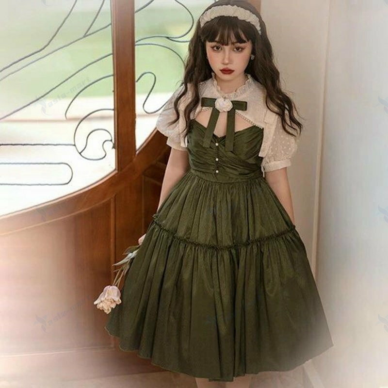 ロリータ 田園の詩 ワンピース Lolita OP 長袖 通販 文化祭 学園祭 コスプレ衣装 ゴスロリ ゴシック メ..