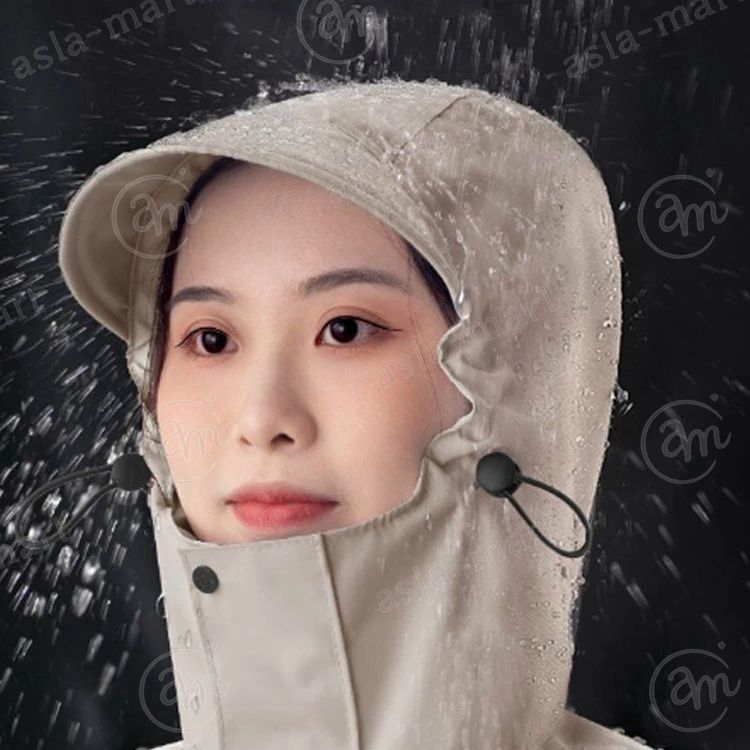 asla martの雨対策 レインポンチョ 男女兼用 レディース メンズ レインコート 梅雨対策 ヘルメット着用可能 耐水圧10000mm 自転車 レインコート 袖付き レインウェア 雨合羽 ロング丈 豪雨 通勤 通学 バイク アウトドア用 M L XL XXL｜アングル2