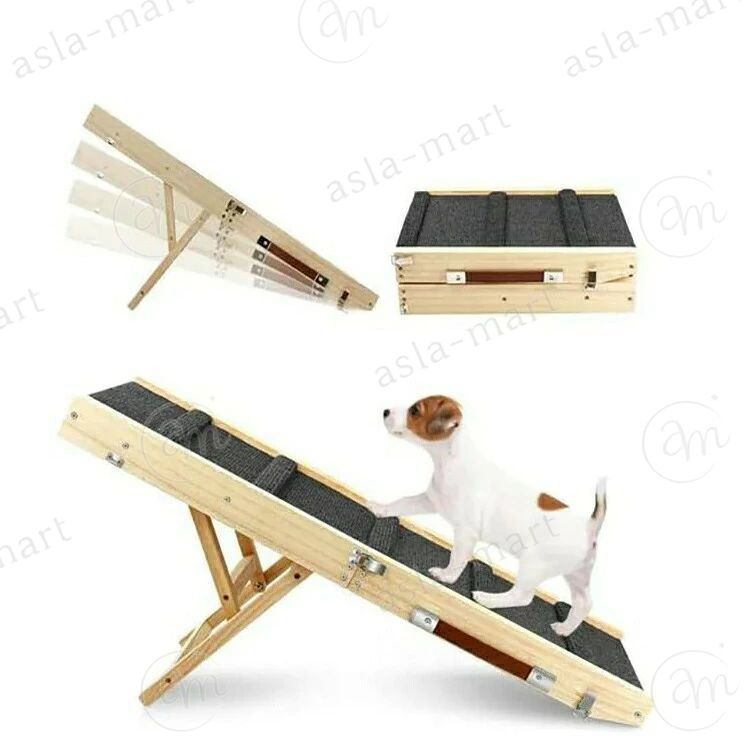 ★【商品仕様】★ 【4段階高さを調節】約25.4cm/35.5cm/40.6cm/48.26cm 【サイズ】41.5x30x12.45cm（製品は手作業で計測しておりますため、1〜3cm程度の誤差が生じる場合がございます） 【素材】木製 ★【商品説明】★ 【4つ高さ調節可能のペットスロープ】 犬用階段スロープ 4つの高さと角度を調整可能で、短い脚を持つ犬でも簡単に高い位置に到達することができます。 ペットスロープ 折り畳みは通常、高さを調節することが可能です。またに、犬ちゃんの身長や必要に応じて調整することができます。これにより、小型犬や老犬でも簡単に階段を利用でき、関節への負担を軽減することができます。 【強力な牽引力と滑り止め&amp;安定性抜群】 犬用スロープ：非滑り性のあるポリエステル生地で覆われており、平らなカーペットには突起した横縞があり、上部には灰色のポリエステル生地が被せられています。ペットスロープは滑り止めデザインを採用しており、ペットが登ったり降りたりする際に安定性と安全性を提供します。柔らかい階段面は快適さとグリップ力を提供し、ペットの滑りやけがを防ぎます。 【スロープ 犬 車両用が可能&amp;収納や移動に便利】 犬 階段 スロープ：可折りたたみペットスロープ設計により、ペット用の階段は持ち運びや収納が簡単です。折りたたんで車のトランクや収納スペースに入れておき、いつでもどこでも便利な上り下りルートを提供することができます。 【高品質&amp;耐久性】 犬用安全スロープは無垢材の高品質な素材で作られており、耐久性と重量耐量能力に優れています。木材製で、変形しない、虫害がなく、お手入れも簡単。長期間にわたって使用することができ、利便性と快適さを長く楽しむことができます。 【メーカー保証付き】 ご購入商品に不具合があった場合は、いつでもメールでご連絡ください。 是非丁寧に対応致させていただきます。 また、ご使用途中に、何かご不明な点や問題がございましたら、気軽にお問い合わせください。 【注意事項】 ※撮影の為、画質等の関係上、色などが実際の商品と若干違ってしまうこともあるかもしれませんがご理解のほどご入札ください。予めご了承ください。 ※製造時期によりデザインや仕様に若干の変更がある場合がございます。予めご了承ください。 ※本機を利用したことによる、直接もしくは間接的に生じた損害、破損について当店は一切の責任を負いません。 【関連キーワード】 ペットスロープ 犬 木製 ペットステップ ペット用 スロープ 犬 階段 犬用スロープ 室内 室外★【商品仕様】★ 【4段階高さを調節】約25.4cm/35.5cm/40.6cm/48.26cm 【サイズ】41.5x30x12.45cm（製品は手作業で計測しておりますため、1〜3cm程度の誤差が生じる場合がございます） 【素材】木製 ★【商品説明】★ 【4つ高さ調節可能のペットスロープ】 犬用階段スロープ 4つの高さと角度を調整可能で、短い脚を持つ犬でも簡単に高い位置に到達することができます。 ペットスロープ 折り畳みは通常、高さを調節することが可能です。またに、犬ちゃんの身長や必要に応じて調整することができます。これにより、小型犬や老犬でも簡単に階段を利用でき、関節への負担を軽減することができます。 【強力な牽引力と滑り止め&amp;安定性抜群】 犬用スロープ：非滑り性のあるポリエステル生地で覆われており、平らなカーペットには突起した横縞があり、上部には灰色のポリエステル生地が被せられています。ペットスロープは滑り止めデザインを採用しており、ペットが登ったり降りたりする際に安定性と安全性を提供します。柔らかい階段面は快適さとグリップ力を提供し、ペットの滑りやけがを防ぎます。 【スロープ 犬 車両用が可能&amp;収納や移動に便利】 犬 階段 スロープ：可折りたたみペットスロープ設計により、ペット用の階段は持ち運びや収納が簡単です。折りたたんで車のトランクや収納スペースに入れておき、いつでもどこでも便利な上り下りルートを提供することができます。 【高品質&amp;耐久性】 犬用安全スロープは無垢材の高品質な素材で作られており、耐久性と重量耐量能力に優れています。木材製で、変形しない、虫害がなく、お手入れも簡単。長期間にわたって使用することができ、利便性と快適さを長く楽しむことができます。 【メーカー保証付き】 ご購入商品に不具合があった場合は、いつでもメールでご連絡ください。 是非丁寧に対応致させていただきます。 また、ご使用途中に、何かご不明な点や問題がございましたら、気軽にお問い合わせください。 【注意事項】 ※撮影の為、画質等の関係上、色などが実際の商品と若干違ってしまうこともあるかもしれませんがご理解のほどご入札ください。予めご了承ください。 ※製造時期によりデザインや仕様に若干の変更がある場合がございます。予めご了承ください。 ※本機を利用したことによる、直接もしくは間接的に生じた損害、破損について当店は一切の責任を負いません。 【関連キーワード】 ペットスロープ 犬 木製 ペットステップ ペット用 スロープ 犬 階段 犬用スロープ 室内 室外
