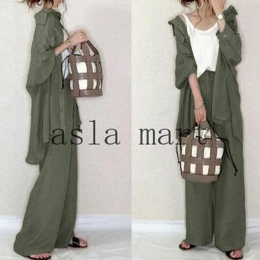 セットアップ レディース カジュアル 夏 40代 大きいサイズ 春 秋 冬 きれいめ おしゃれ 着痩せ セレモニー パンツスーツ フォーマル 50代 春 無地 きれいめガウチョパンツ トップス ブラウス チュニック ワイドパンツ リゾート オフィス 通勤 2点セット オシャレ