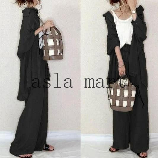 セットアップ レディース カジュアル 夏 40代 大きいサイズ 春 秋 冬 きれいめ おしゃれ 着痩せ セレモニー パンツスーツ フォーマル 50代 春 無地 きれいめガウチョパンツ トップス ブラウス チュニック ワイドパンツ リゾート オフィス 通勤 2点セット オシャレ