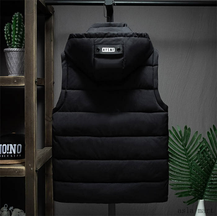 ダウンベスト メンズ フード付き 中綿 アウトウェア 冬服 アウター 保温 厚手 おしゃれ