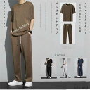 「Fashion THE SALE」半額 セットアップメンズファッションスウェット上下セットアイスシルクスポーツスーツ男性パンツ