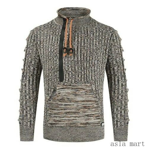 メンズ ハイネック ニットセーター 太編み タートルネック 長袖 秋冬 防寒 日常使い 通勤 通学 オフィス カジュアル 着心地良い 暖かい 肌触り良い スタイリッシュ 耐久性高い フィット感 多シーン対応 汎用性高い ファッショナブル 重ね着に適す