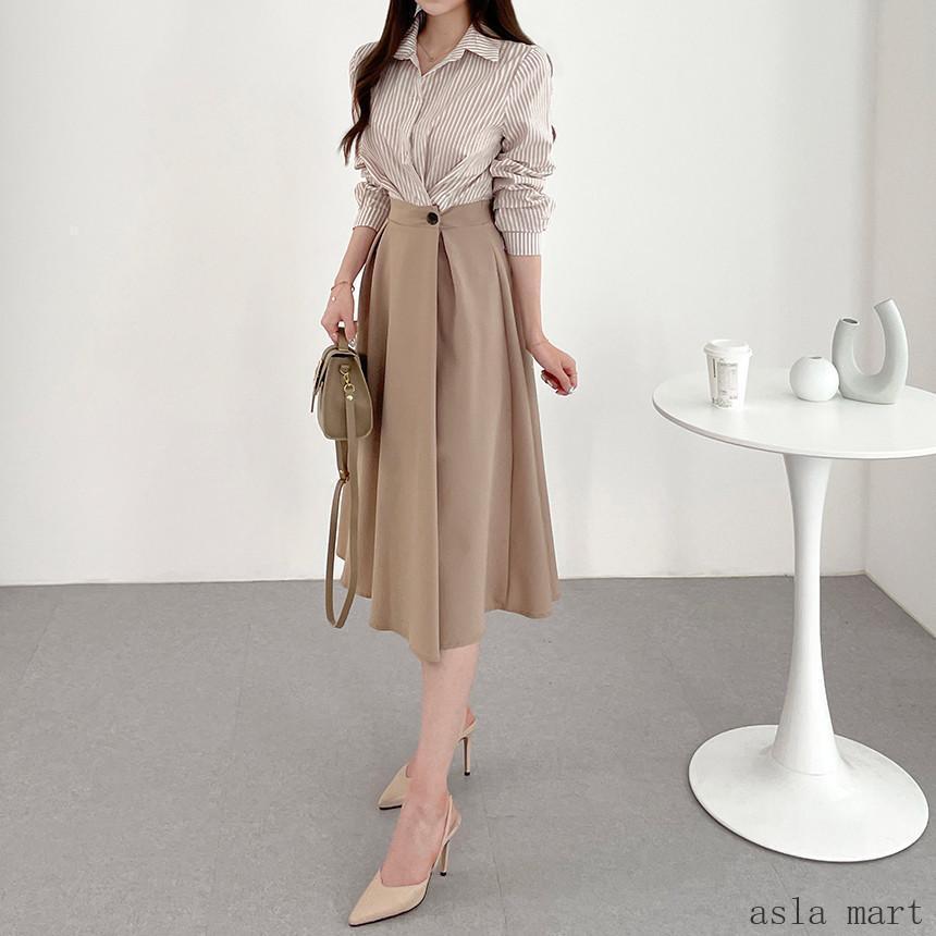 シャツワンピース ワンピース レディースワンピース 上品 オシャレ 体型カバー ロング丈 ロングワンピース 半袖 夏 きれいめ バイカラー 秋 春 長袖