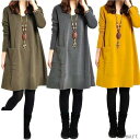 ワンピース 秋 冬 春 きれいめ 大人 ナチュラル服 ゆったり シンプル スモック エスニック 大人可愛い 膝丈 ミディアム上品 長袖 30代 40代 50代 カジュアル