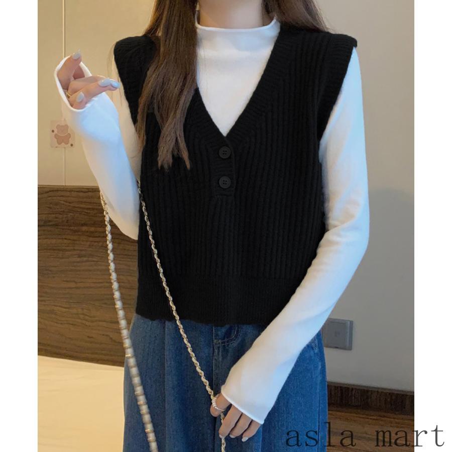 【ポイント10倍】Vネックニットベスト コンパクトベスト