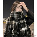 「Fashion THE SALE」半額 チェック柄ストール 大判フリンジマフラー