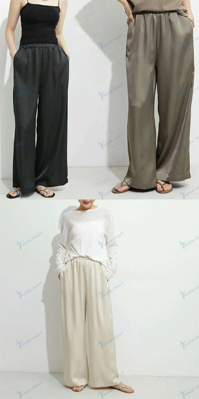 ワイドパンツ 夏 春 レディース 接触冷感 きれいめ 可愛い 無地 大きいサイズ 体型カバー 涼感 パンツ ロング丈 薄手 おしゃれ ゆったり 冷感 ひんやり カジュアル ナチュラル 着痩せ ボトムス ふんわり 無地 春物 春 夏 秋 ゆる asla-mart-10028427 asla mart サンプル画像2